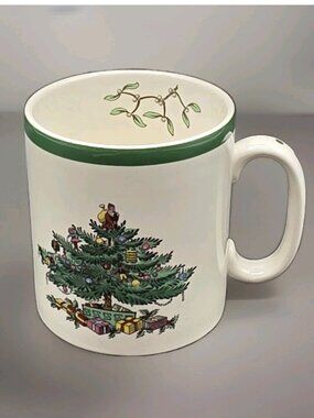 Vintage Spode Christmas Tree Mug Coffee Cup From England Santa Claus Porcelain